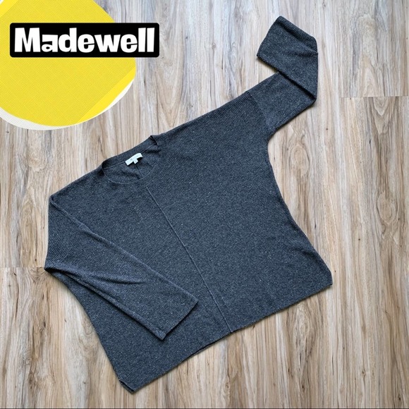 MADEWELL Gray Northroad Waffle Sweater Top Women’s Size XS - Picture 3 of 9